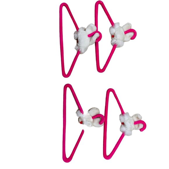 Bunny Head Pink Hangers Set Of 4 Girls Clothes Size 13" x 7 1/2" - Picture 3 of 4